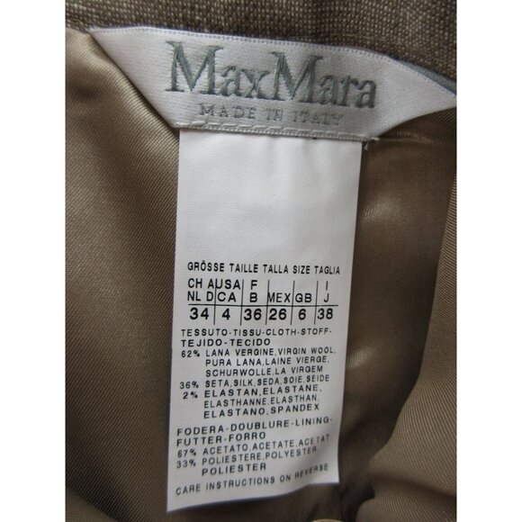 Max Mara Skirt 4 Virgin Wool Silk Straight Pencil Tweed Slit Italy - Picture 5 of 6